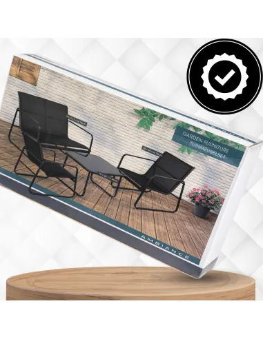 ZESTAW MEBLI Ogrodowych Meble Ogrodowe 4el Czarny SOFA 2x FOTEL STÓŁ