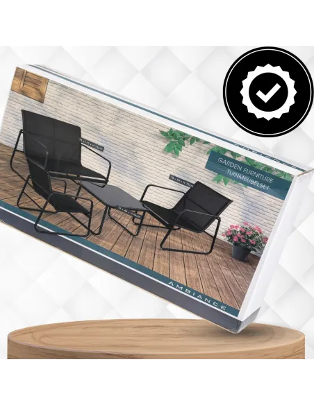 ZESTAW MEBLI Ogrodowych Meble Ogrodowe 4el Czarny SOFA 2x FOTEL STÓŁ