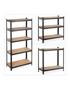 REGAŁ MAGAZYNOWY GARAŻOWY METALOWY OCYNKOWANY 180x90x40cm 875kg CZARNY