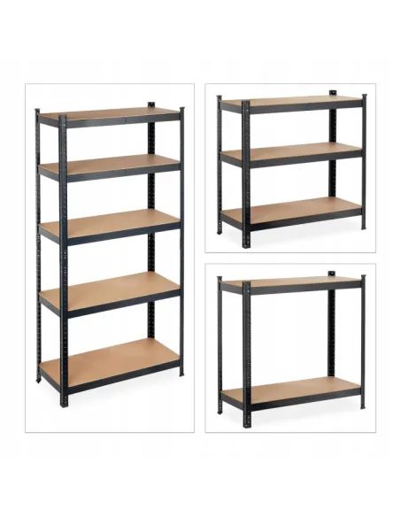 REGAŁ MAGAZYNOWY GARAŻOWY METALOWY OCYNKOWANY 180x90x40cm 875kg CZARNY