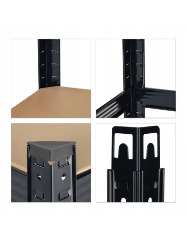 REGAŁ MAGAZYNOWY GARAŻOWY METALOWY OCYNKOWANY 180x90x40cm 875kg CZARNY