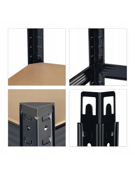 REGAŁ MAGAZYNOWY GARAŻOWY METALOWY OCYNKOWANY 180x90x40cm 875kg CZARNY