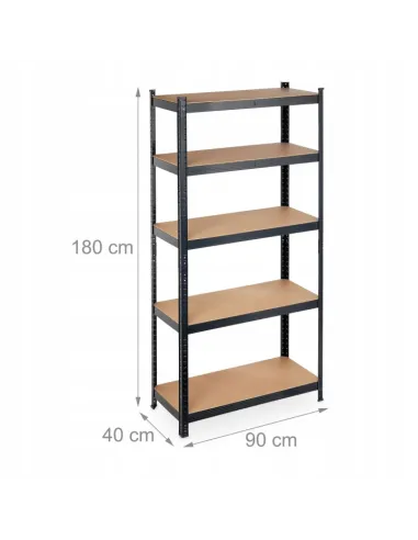 REGAŁ MAGAZYNOWY GARAŻOWY METALOWY OCYNKOWANY 180x90x40cm 875kg CZARNY