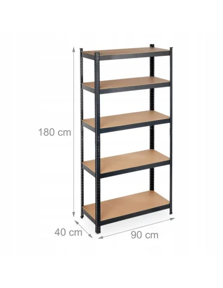 REGAŁ MAGAZYNOWY GARAŻOWY METALOWY OCYNKOWANY 180x90x40cm 875kg CZARNY