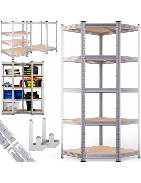 REGAŁ NAROŻNY METALOWY 2w1 MAGAZYNOWY GARAŻOWY 180x90x40cm 875kg