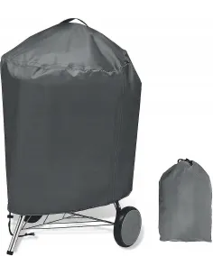 Szary POKROWIEC 90x77cm NA GRILLA BBQ Okrągły Wodoodporny Oxford 420D