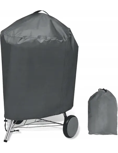 Szary POKROWIEC 90x77cm NA GRILLA BBQ Okrągły Wodoodporny Oxford 420D