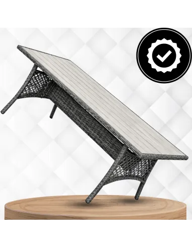 DUŻY Zestaw Mebli OGRODOWYCH Narożnik + STÓŁ + 3x PUFA TECHNORATTAN Premium