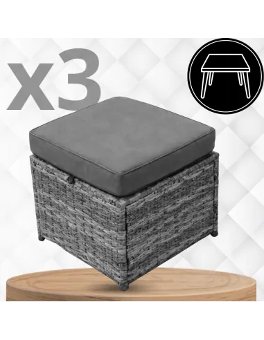 DUŻY Zestaw Mebli OGRODOWYCH Narożnik + STÓŁ + 3x PUFA TECHNORATTAN Premium