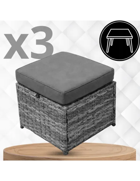DUŻY Zestaw Mebli OGRODOWYCH Narożnik + STÓŁ + 3x PUFA TECHNORATTAN Premium