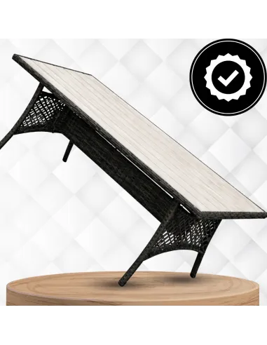 DUŻY Zestaw Mebli OGRODOWYCH Narożnik + STÓŁ + 3x PUFA TECHNORATTAN Premium