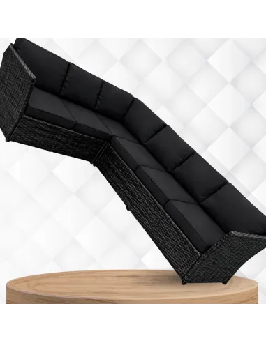 DUŻY Zestaw Mebli OGRODOWYCH Narożnik + STÓŁ + 3x PUFA TECHNORATTAN Premium