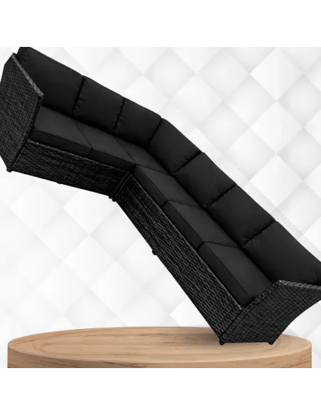 DUŻY Zestaw Mebli OGRODOWYCH Narożnik + STÓŁ + 3x PUFA TECHNORATTAN Premium