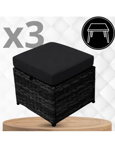 DUŻY Zestaw Mebli OGRODOWYCH Narożnik + STÓŁ + 3x PUFA TECHNORATTAN Premium