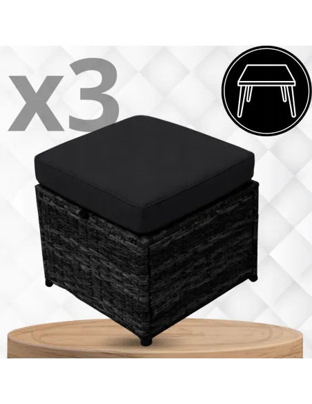 DUŻY Zestaw Mebli OGRODOWYCH Narożnik + STÓŁ + 3x PUFA TECHNORATTAN Premium