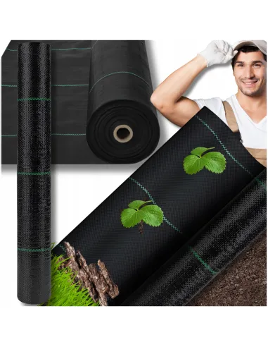 AGROTKANINA AGROWŁÓKNINA 1,1x50m ANTYCHWASTOWA CZARNA 90g/mkw UV 3% + KOTWY