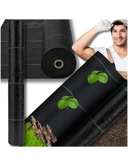 AGROTKANINA AGROWŁÓKNINA 1,1x50m ANTYCHWASTOWA CZARNA 90g/mkw UV 3% + KOTWY