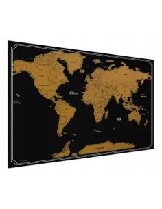 MAPA ŚWIATA ZDRAPKA Plakat na prezent 60x82 cm CZARNA
