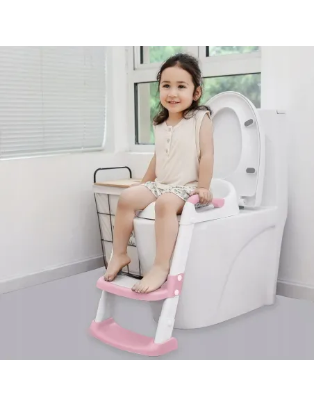 Nakładka na Sedes Z DRABINKĄ dla dzieci deska na toaletę WC Różowa