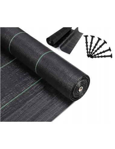 AGROTKANINA AGROWŁÓKNINA 1,1x100m ANTYCHWASTOWA CZARNA 90g UV 3% + KOTWY