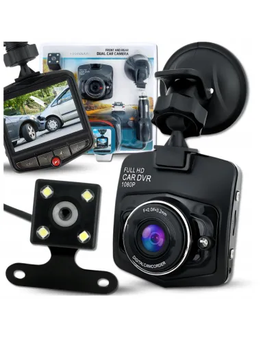 KAMERA SAMOCHODOWA Rejestrator Jazdy PRZÓD + TYŁ 2w1 z LCD Full HD