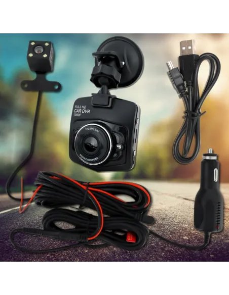 KAMERA SAMOCHODOWA Rejestrator Jazdy PRZÓD + TYŁ 2w1 z LCD Full HD