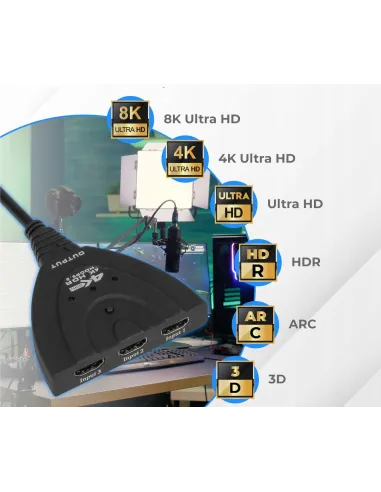 SWITCH HDMI 2.0 3x1 SPLITTER 1x3 Rozdzielacz Przełącznik 4K/60Hz