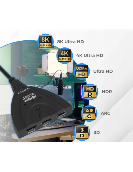 SWITCH HDMI 2.0 3x1 SPLITTER 1x3 Rozdzielacz Przełącznik 4K/60Hz