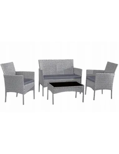 Zestaw Mebli Ogrodowych TECHNORATTAN 4el Stół Sofa 2Fotele PODUSZKI Szary