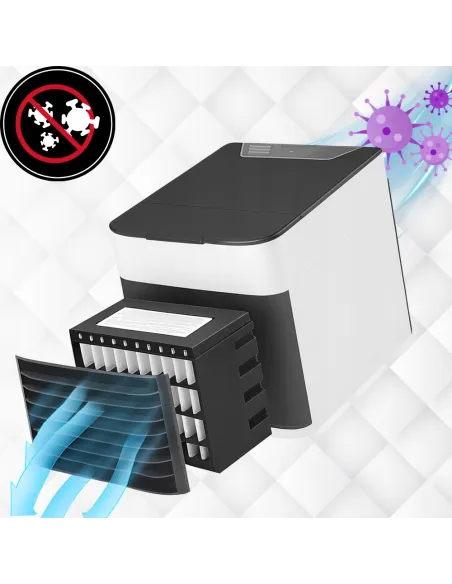 KLIMATOR PRZENOŚNY BIURKOWY WIATRAK NA WODĘ i LÓD 3W1 WENTYLATOR LED USB