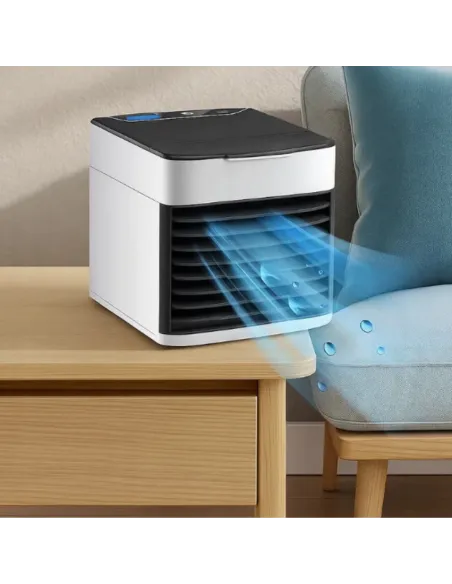 KLIMATOR PRZENOŚNY BIURKOWY WIATRAK NA WODĘ i LÓD 3W1 WENTYLATOR LED USB