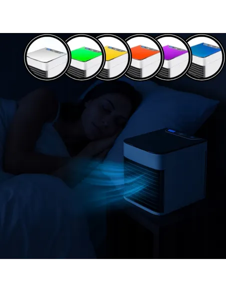 KLIMATOR PRZENOŚNY BIURKOWY WIATRAK NA WODĘ i LÓD 3W1 WENTYLATOR LED USB
