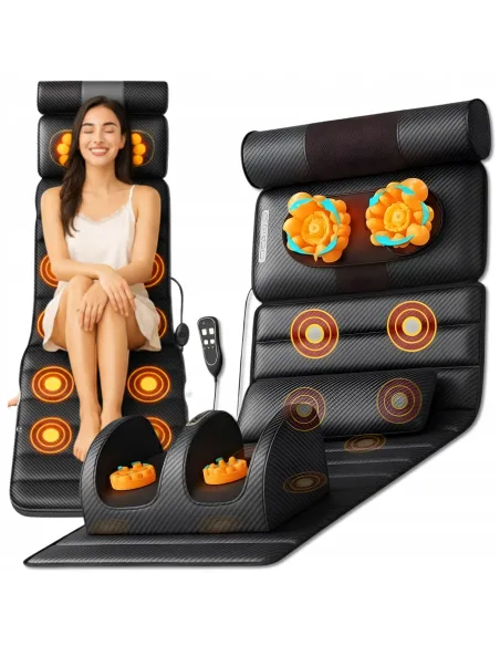 MATA MASUJĄCA MATERAC MASAŻU FOTEL KRĘGOSŁUP NOGI PODGRZEWANY 3D SHIATSU