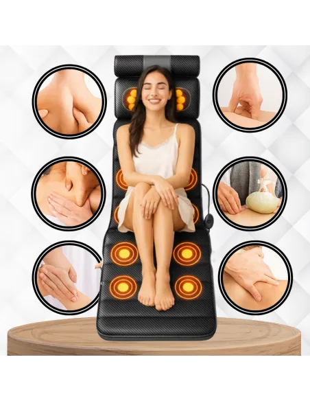 MATA MASUJĄCA MATERAC MASAŻU FOTEL KRĘGOSŁUP NOGI PODGRZEWANY 3D SHIATSU