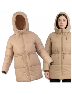 Kurtka Beżowa Zimowa Oversize WEIGHTLESS z Kapturem – Ciepła i Stylowa!