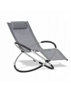 Wygodny Aluminiowy SKŁADANY Fotel LEŻAK Ogrodowy Plażowy BUJANY Jasny Szary 2