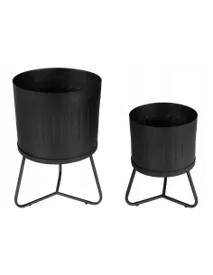 2x METALOWY Podłogowy KWIETNIK LOFT Kwiaty CZARNY