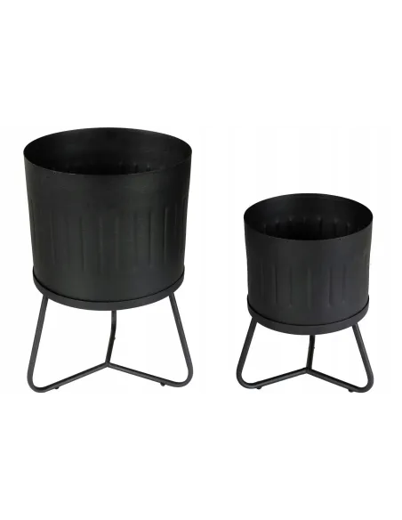 2x METALOWY Podłogowy KWIETNIK LOFT Kwiaty CZARNY