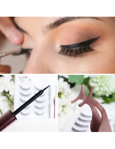 Rzęsy Magnetyczne 5 PAR Sztuczne DŁUGIE Zestaw XXXL + PĘSETA + EYELINER