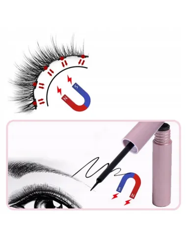 Rzęsy Magnetyczne 5 PAR Sztuczne DŁUGIE Zestaw XXXL + PĘSETA + EYELINER