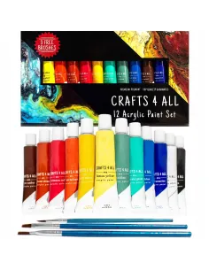 Zestaw Malarski SZTALUGA + PODOBRAZIE + FARBY AKRYLOWE 12x12ml + 3xPĘDZLE 2