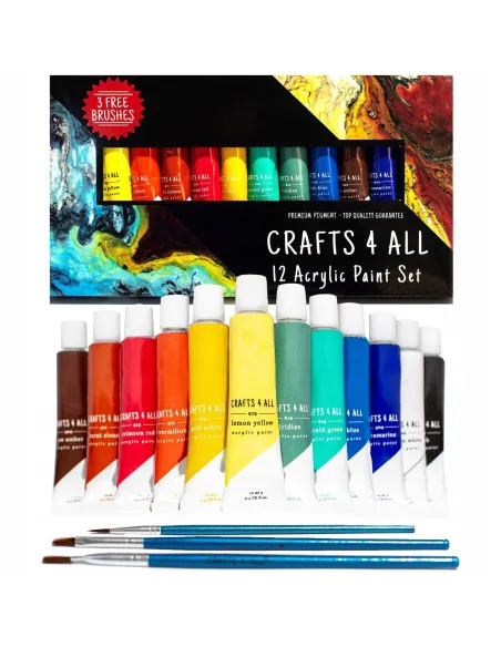 Zestaw Malarski SZTALUGA + PODOBRAZIE + FARBY AKRYLOWE 12x12ml + 3xPĘDZLE