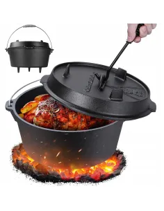 KOCIOŁEK GRILL GARNEK ŻELIWNY WISZĄCY WĘGIERSKI MYŚLIWSKI 9,5L NA OGNISKO