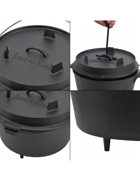 KOCIOŁEK GRILL GARNEK ŻELIWNY WISZĄCY WĘGIERSKI MYŚLIWSKI 9,5L NA OGNISKO