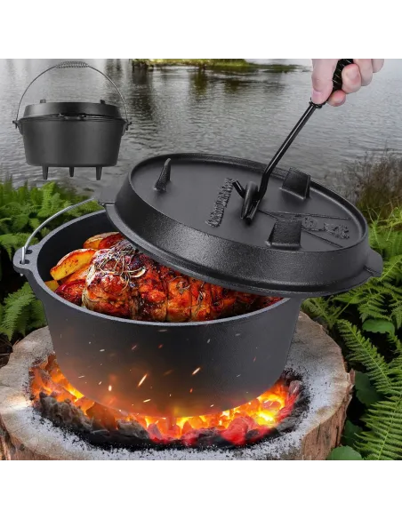 KOCIOŁEK GRILL GARNEK ŻELIWNY WISZĄCY WĘGIERSKI MYŚLIWSKI 9,5L NA OGNISKO