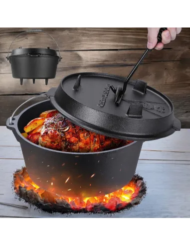KOCIOŁEK GRILL GARNEK ŻELIWNY WISZĄCY WĘGIERSKI MYŚLIWSKI 9,5L NA OGNISKO