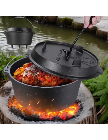 KOCIOŁEK GRILL GARNEK ŻELIWNY WISZĄCY WĘGIERSKI MYŚLIWSKI 9,5L NA OGNISKO