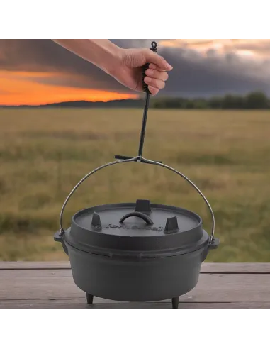 KOCIOŁEK GRILL GARNEK ŻELIWNY WISZĄCY WĘGIERSKI MYŚLIWSKI 9,5L NA OGNISKO