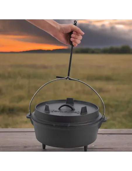 KOCIOŁEK GRILL GARNEK ŻELIWNY WISZĄCY WĘGIERSKI MYŚLIWSKI 9,5L NA OGNISKO