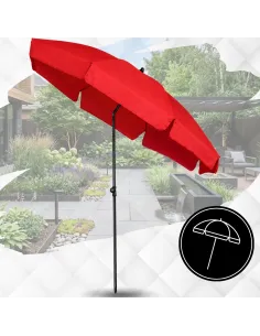 PARASOL Łamany Regulowany 2m OKRĄGŁY Ogrodowy Na Balkon 200cm CZERWONY 2